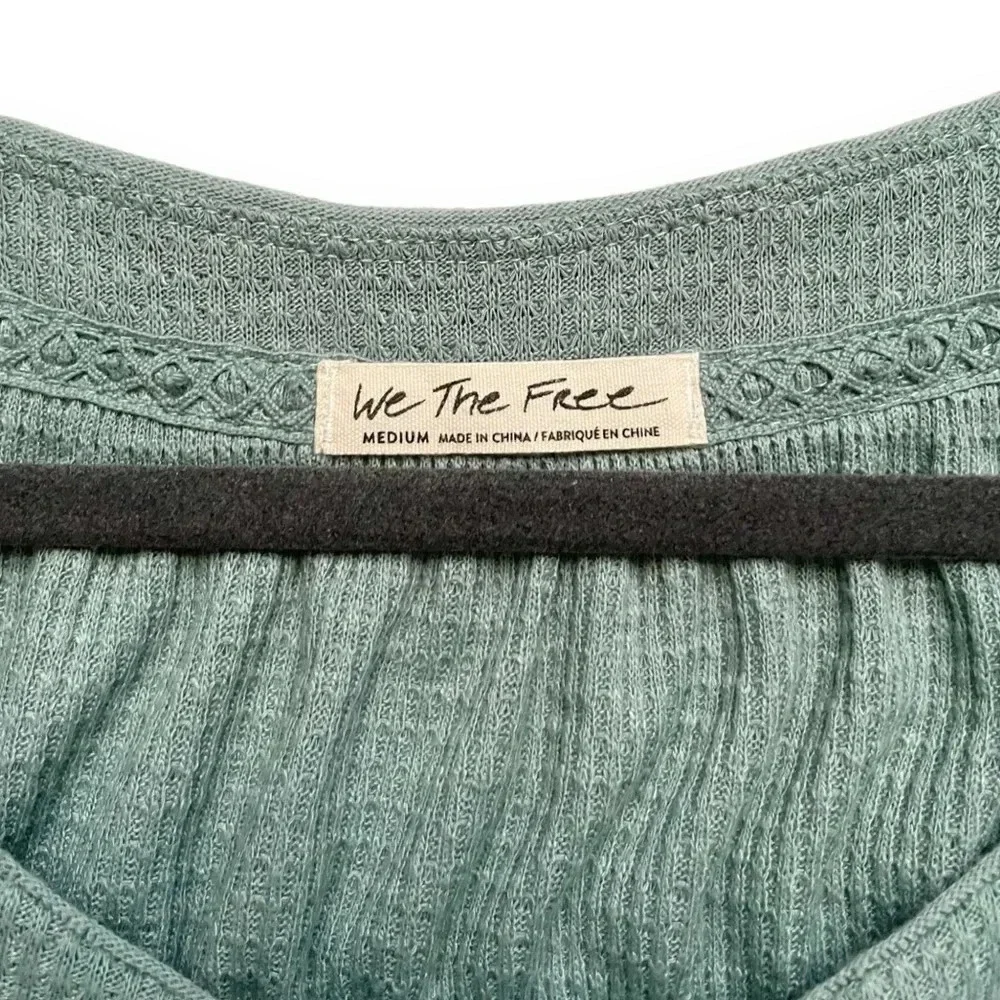 Free People Green Must Have Henley Knit Top